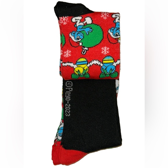 The Smurfs Crew Socks 3 Pair Men 6-13 Green Red Christmas Holiday Papa Smurfette - Picture 8 of 11